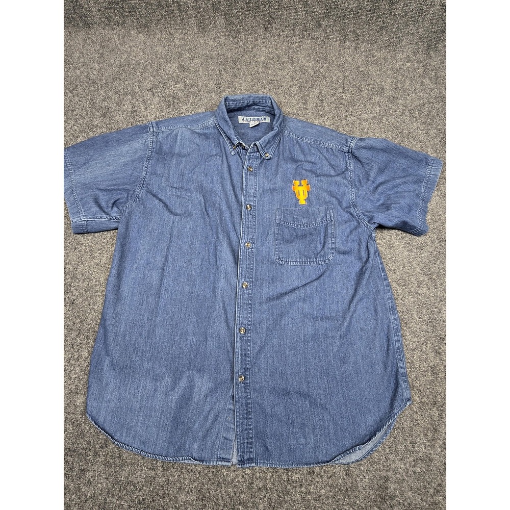 University of Tennesee Denim Shirt Mens Large Embroidered Logo Button Up